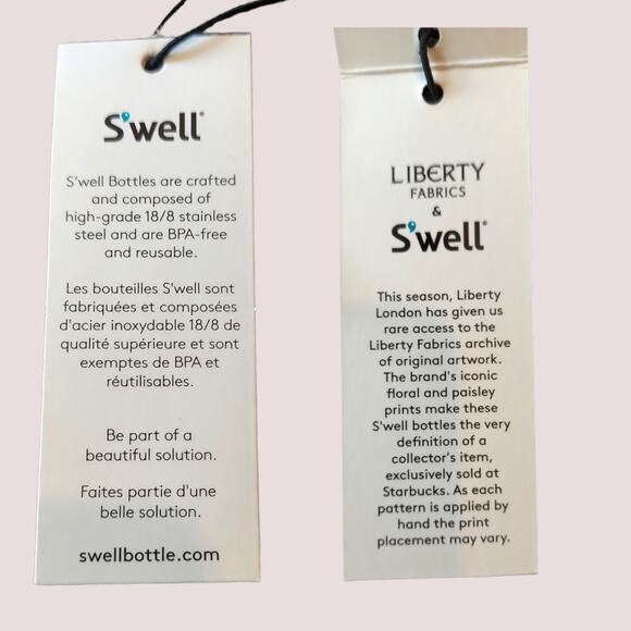 Starbucks S'well Liberty of London Water Meadow Floral Ditzy 17 oz Bottle New - Picture 9 of 12